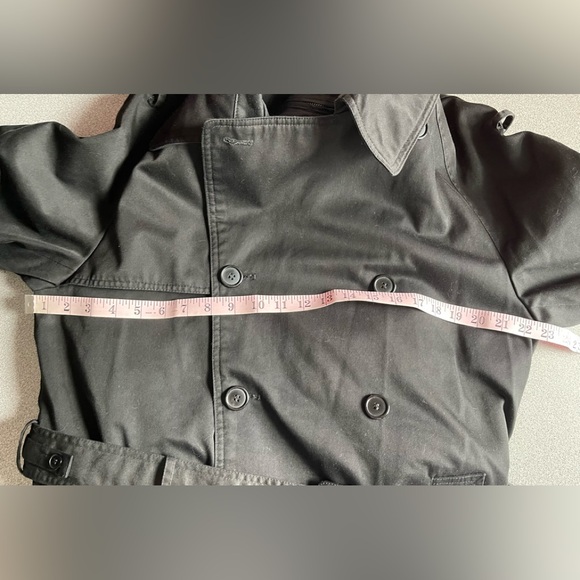 Vintage Tip Top Black Lined Trench Coat Size 36 - Picture 14 of 16